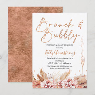 Rose Gold Brunch Bubbly Boho Brautparty Einladung