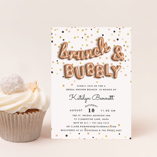 Rose Gold Brunch & Bubbly Bridal Shower Invitation (Créateur téléchargé)