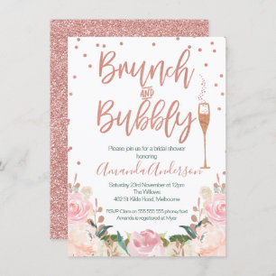 Rose Gold Brunch Bubbly Invitations de douche nupt