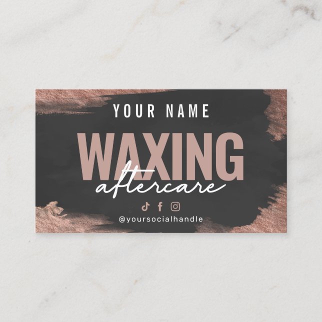 Rose Gold Brush Waxing Aftercare Card Visitenkarte (Vorderseite)