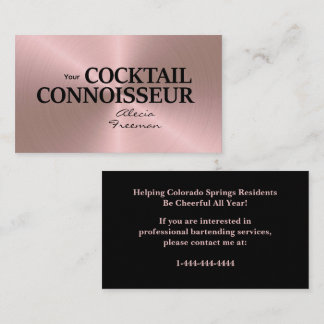 Rose Gold Brushed Event Bartender Business Card Visitenkarte