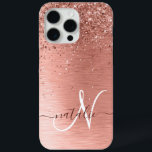 Rose Gold Brushed Metal Glitzer Monogram Name Case-Mate iPhone Hülle<br><div class="desc">Dieses schicke Gehäuse mit hübschem vergoldeten Glitzer aus Rose auf einer Rose mit goldgebürstetem metallischem Hintergrund ist einfach zu personalisieren.</div>