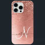 Rose Gold Brushed Metal Glitzer Monogram Name Case-Mate iPhone Hülle<br><div class="desc">Dieses schicke Gehäuse mit hübschem vergoldeten Glitzer aus Rose auf einer Rose mit goldgebürstetem metallischem Hintergrund ist einfach zu personalisieren.</div>