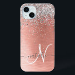 Rose Gold Brushed Metal Glitzer Monogram Name Case-Mate iPhone Hülle<br><div class="desc">Dieses schicke Design-Handy-Gehäuse mit hübschem silberglänzenden Glitzer auf einer Rose mit goldgelb gebürstetem metallischem Hintergrund ist einfach zu personalisieren.</div>