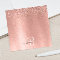 Rose Gold Brushed Metal Glitzer Monogram Name