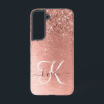 Rose Gold Brushed Metal Glitzer Monogram Name Samsung Galaxy Hülle<br><div class="desc">Dieses schicke Gehäuse mit hübschem vergoldeten Glitzer aus Rose auf einer Rose mit goldgebürstetem metallischem Hintergrund ist einfach zu personalisieren.</div>