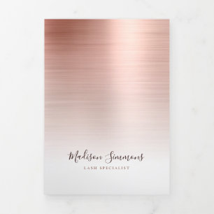 Rose Gold Brushed Metal Monogram Script Broschüre