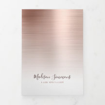 Rose Gold Brushed Metal Monogram Script Broschüre