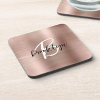 Rose Gold Brushed Metal Schwarz-weiß Monogram