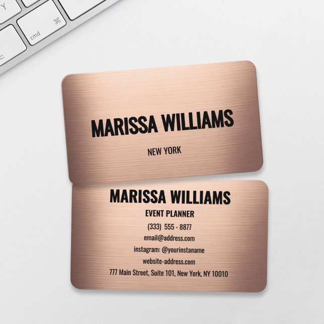 Rose Gold Brushed Metallic Business Card Visitenkarte (Von Creator hochgeladen)