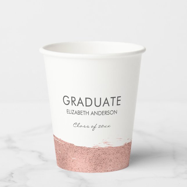 Rose Gold Brushstroke Abschluss Pappbecher (Vorderseite)