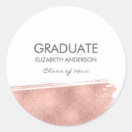 Rose Gold Brushstroke Abschluss Runder Aufkleber