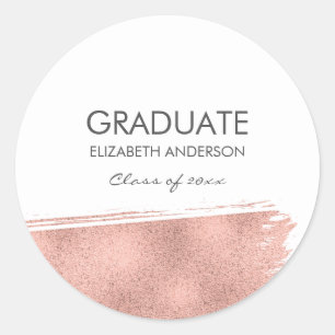 Rose Gold Brushstroke Abschluss Runder Aufkleber