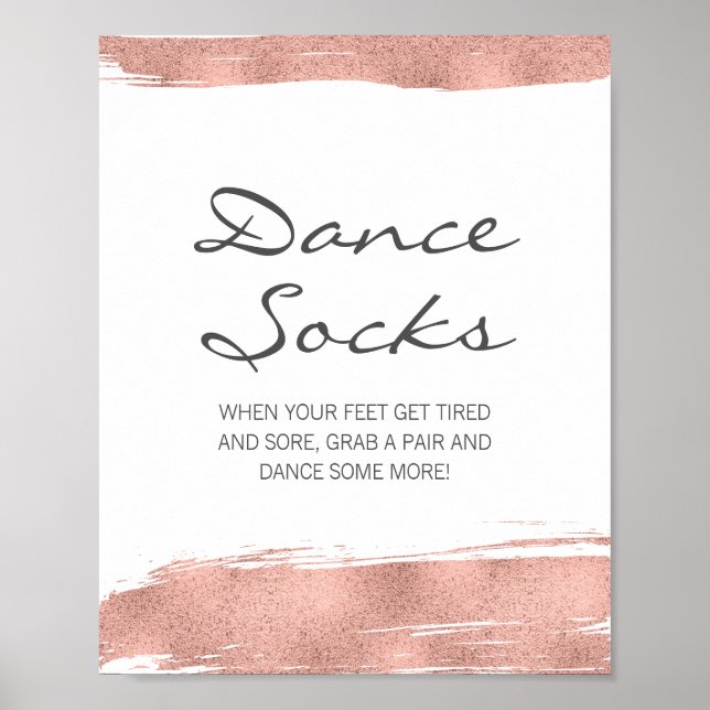 Rose Gold Brushstroke Bat Mitzvah Dance Socks Zeic Poster (Vorne)