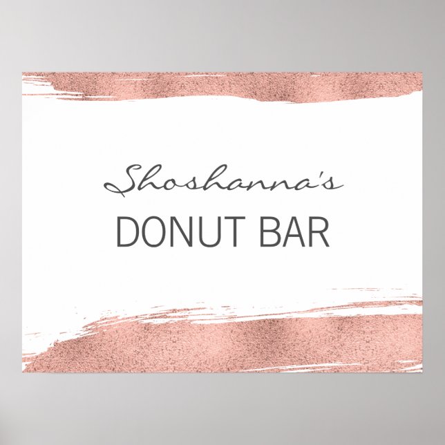 Rose Gold Brushstroke Bat Mitzvah Donut Bar Poster (Vorne)