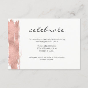 Rose Gold Brushstroke Bat Mitzvah Empfang Card Begleitkarte