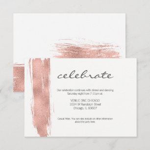 Rose Gold Brushstroke Bat Mitzvah Empfang Card Einladung