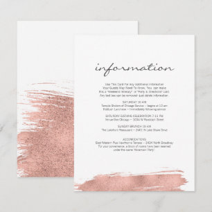 Rose Gold Brushstroke Bat Mitzvah Information Card Einladung