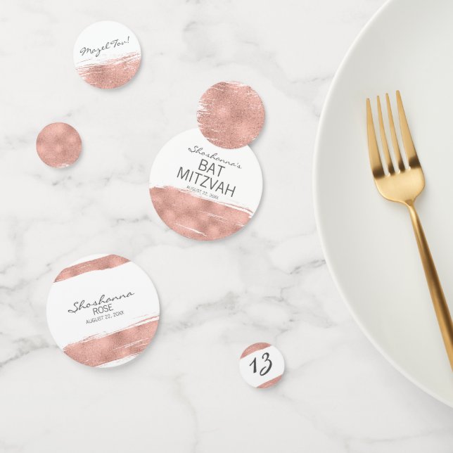 Rose Gold Brushstroke Bat mitzvah Table Confetti (Groupe)
