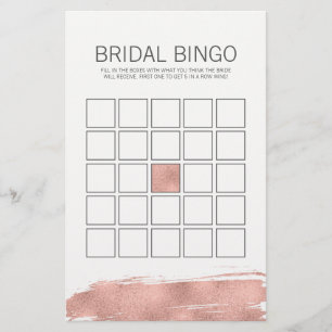 Rose Gold Brushstroke Brautparty Bingo Game