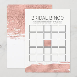 Rose Gold Brushstroke Brautparty Bingo Game Einladung