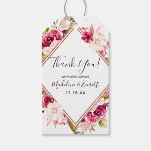 Rose Gold Burgund & Blush Pink Floral Vielen Dank Geschenkanhänger