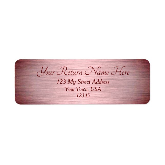 Rose Gold Burgund Brushed Metal Rücksendeadresse (Vorne)