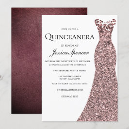 Rose Gold Burgundy Dress Quinceanera laden Einladung