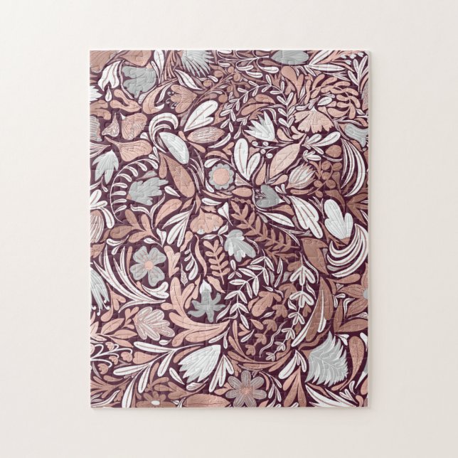 Rose Gold Burgundy Floral Illustration (Vertikal)