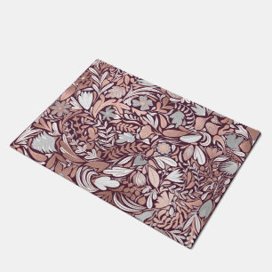 Rose Gold Burgundy Floral Illustration Fußmatte