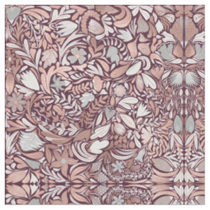 Rose Gold Burgundy Floral Illustration Stoff