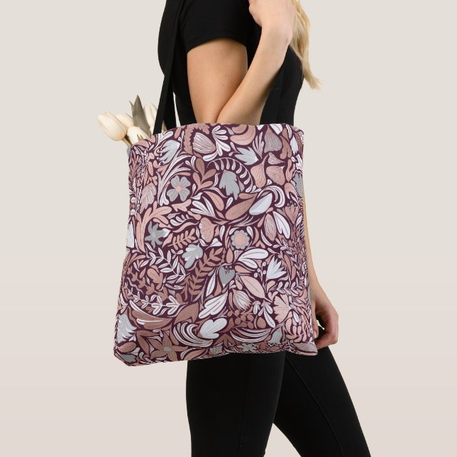 Rose Gold Burgundy Floral Illustration Tasche (Von Nahem)