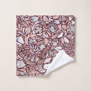 Rose Gold Burgundy Floral Illustration Waschlappen