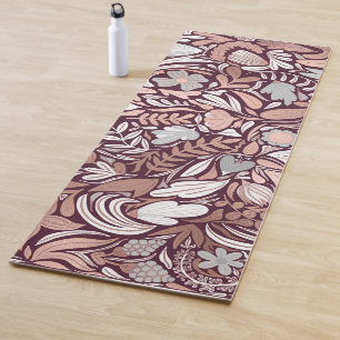 Rose Gold Burgundy Floral Illustration Yogamatte