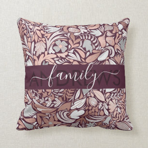 Rose Gold Burgundy Illustration Family Kissen