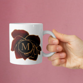 Rose Gold Burgundy Monogram Coffee Tasse