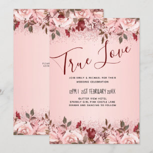 Rose Gold Burgundy Pink Floral Wedding Einladung