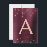 Rose Gold Burgundy Sparkle 16 . Geburtstag Geburts Einladung<br><div class="desc">Rose Gold und Burgundy Sparkle String Lights 16 . Geburtstag Monogram Name und Initial Birthday Party Einladung. Diese Einladung ist perfekt für die Rose Gold und Burgund Sparkle Sweet 16 Geburtstagsparty,  die in Rosa Rose Gold zu feiern suchen.</div>