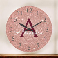 Rose Gold Burgundy Sparkle Glitzer Monogram Name