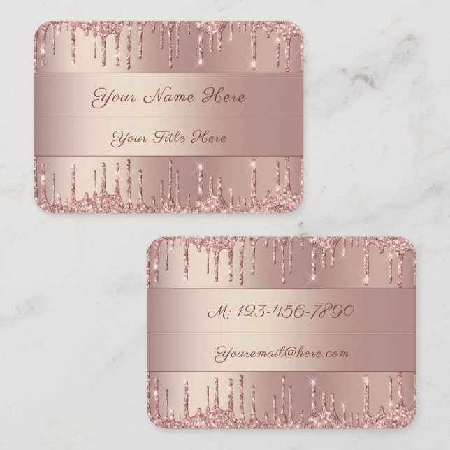 Rose Gold Business Card Shiny Glitzer Visitenkarte (Vorne/Hinten)