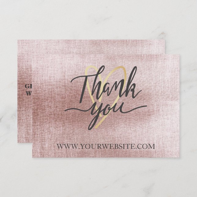 Rose Gold Business dank Karte (Vorne/Hinten)