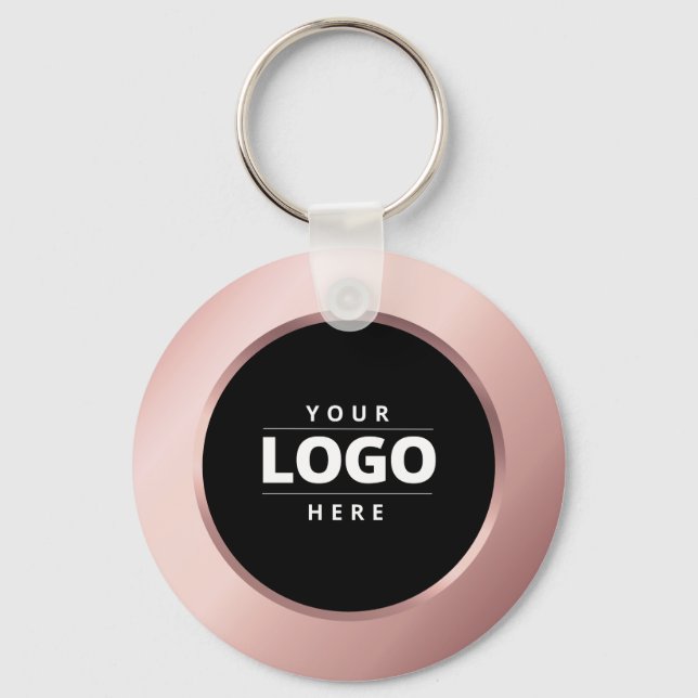 Rose Gold Business Logo QR Code Mitarbeiter Schlüs Schlüsselanhänger (Vorderseite)