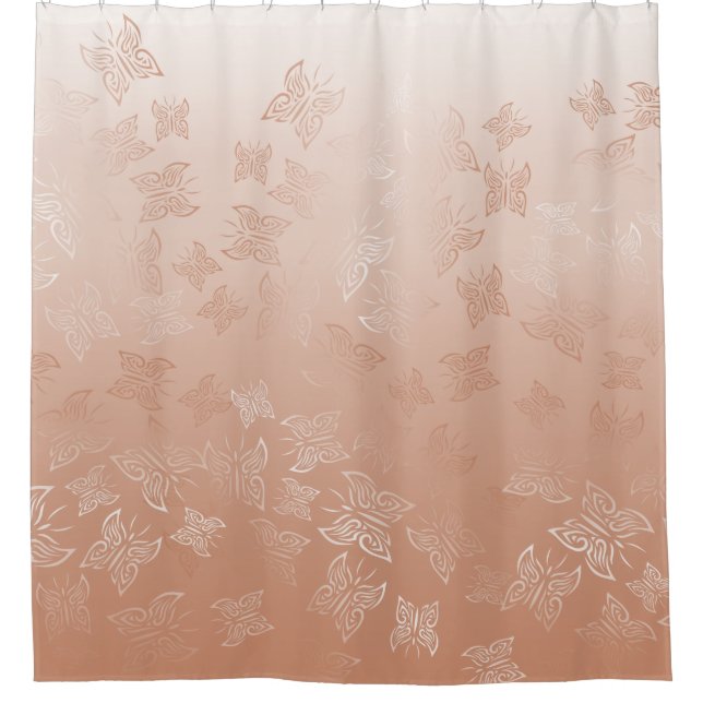 Rose Gold Butterflies Muster Classic Duschvorhang (Vorderseite)