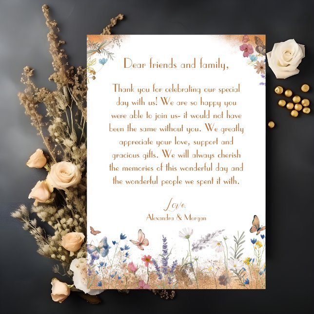 Rose Gold Butterfly Garden Hochzeit Dankeschön Kar Dankeskarte (Von Creator hochgeladen)