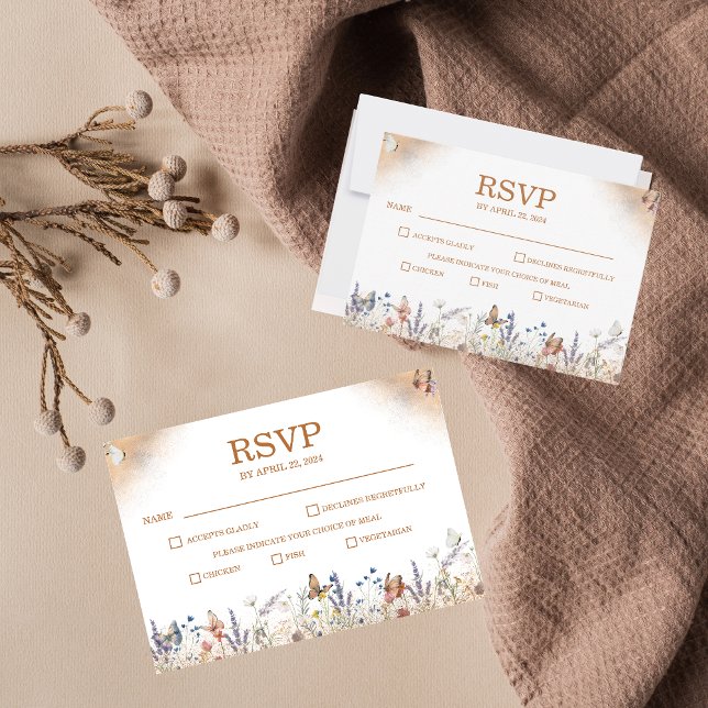 Rose Gold Butterfly Garden Wedding Response Card RSVP Karte (Von Creator hochgeladen)