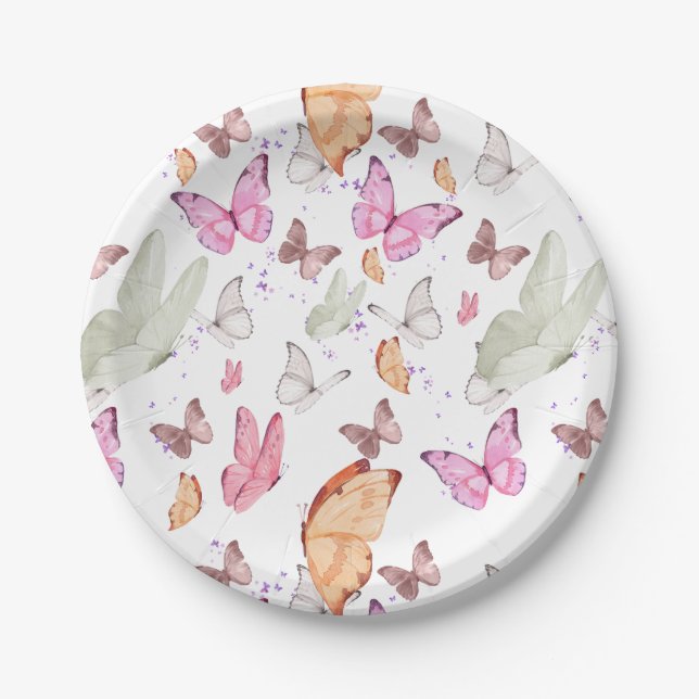 rose gold butterfly pappteller (Vorderseite)