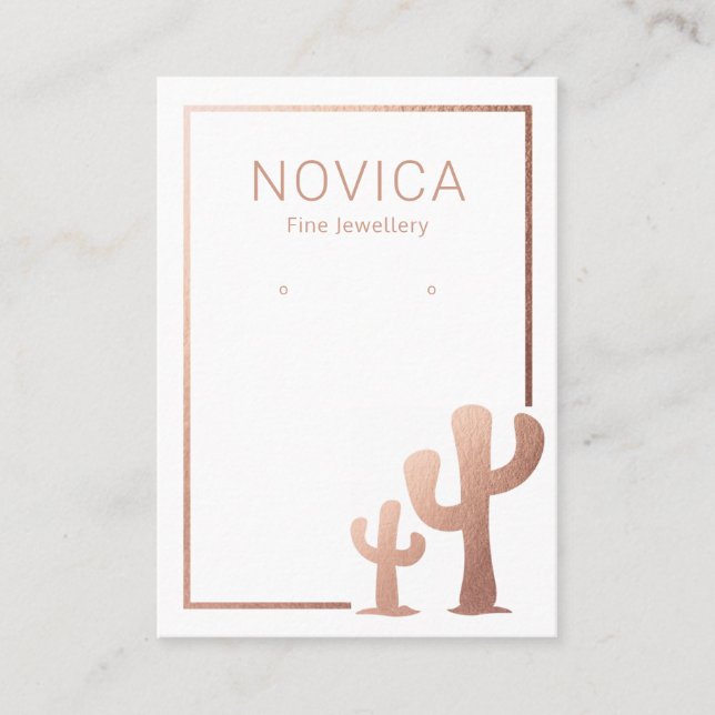 Rose Gold Cactus Earring Display Card Visitenkarte (Vorderseite)