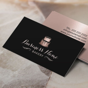 Rose Gold Cake Logo Bäckerei Moderne Konditorei Ko Visitenkarte