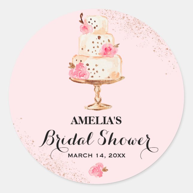 Rose Gold Cake Tee Party Brautparty Aufkleber (Vorderseite)