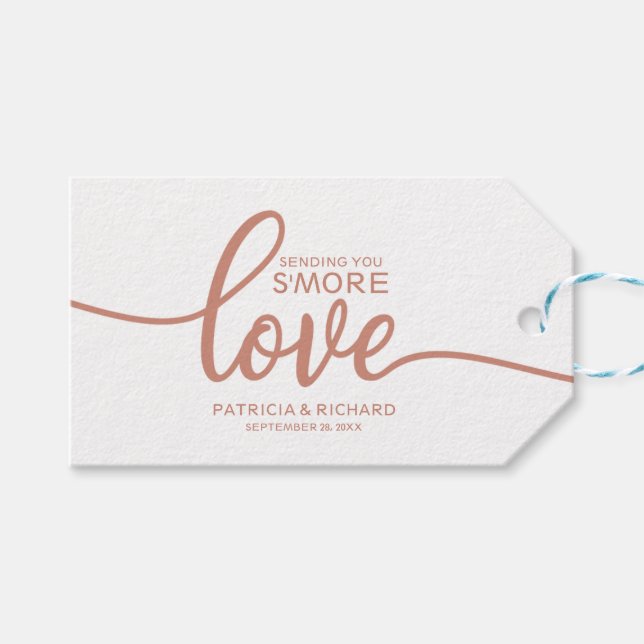 Rose Gold Calligraphie S'more Liebe Gefälligkeitst Geschenkanhänger (Vorderseite (Horizontal))